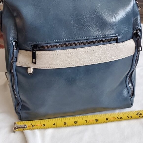 Faux Leather grayish blue back pack - Picture 7 of 12